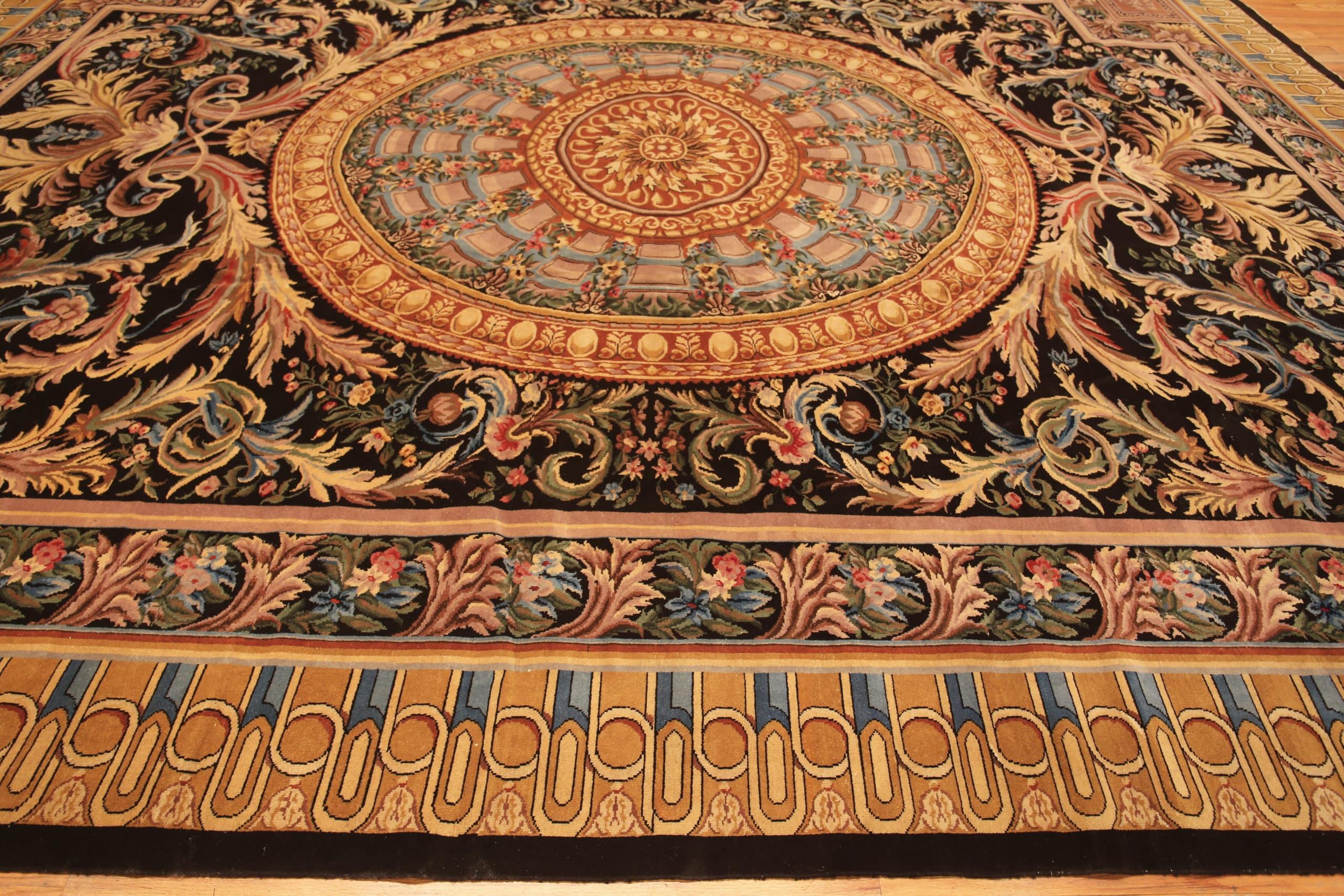 Hand-Knotted Vintage Savonnerie Style Rug. 14 ft 4 in x 17 ft 8 in  For Sale
