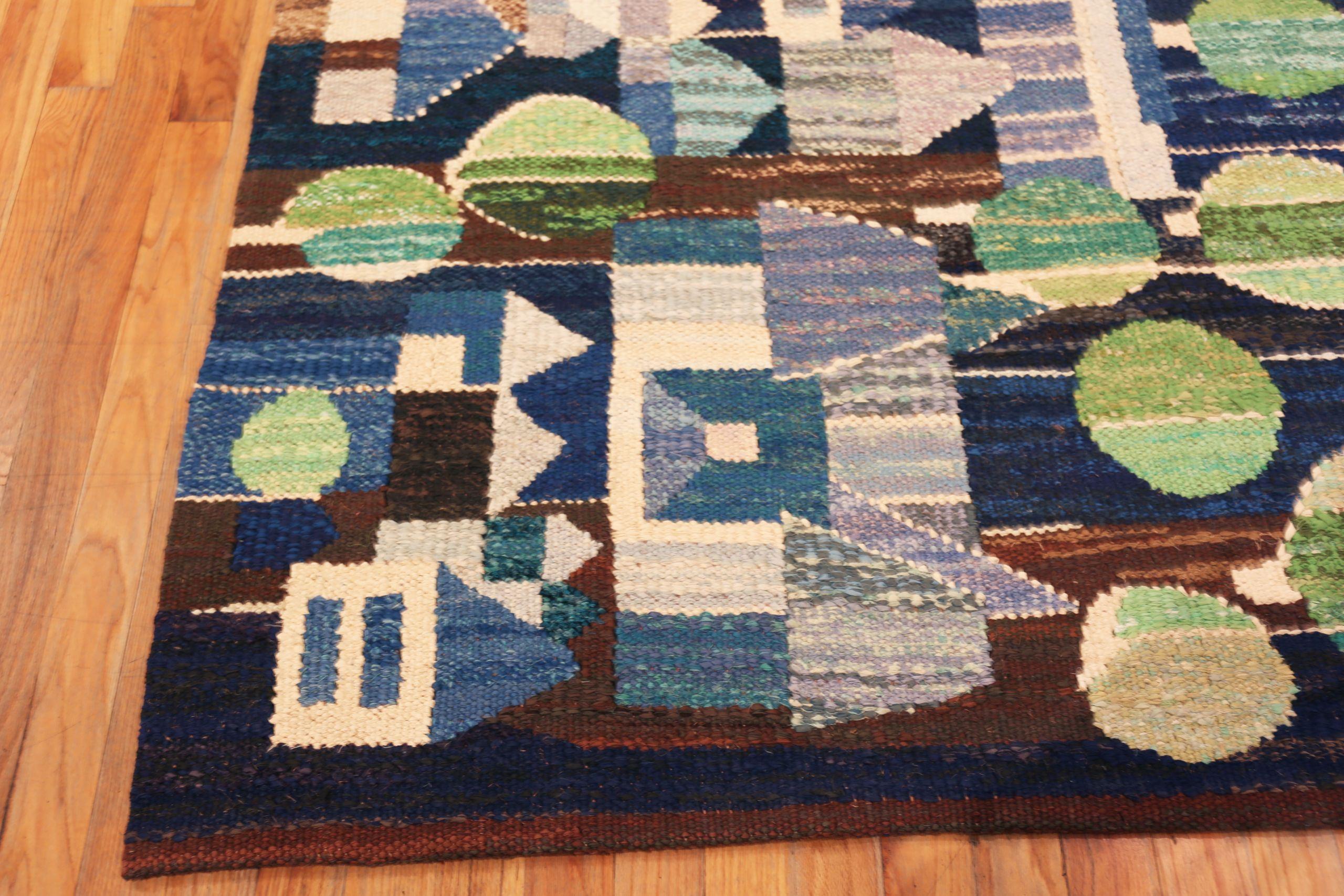 Nazmiyal Collection Alfombra Escandinava Vintage Sueca Kilim 5 pies x 19 pies 4 pulgadas en venta 1