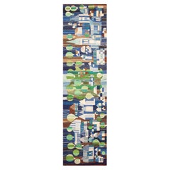 Nazmiyal Collection Alfombra Escandinava Vintage Sueca Kilim 5 pies x 19 pies 4 pulgadas