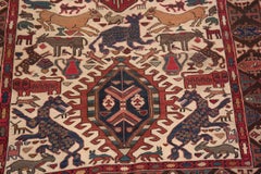 Nazmiyal Collection Vintage Silk Animalia Caucasian Soumak Rug 3ft 8in X 6ft 4in