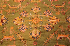 Nazmiyal Collection Vivid Green Background Antique Turkish Oushak Rug