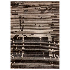 Nazmiyal Collection Tappeto in lana con pelo moderno color crema e carbone 10' x 13'7"