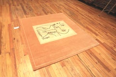 Nazmiyal Coral Vintage Peace And Joy Rug By Picasso. 5 ft 7 in x 6 ft 5 in