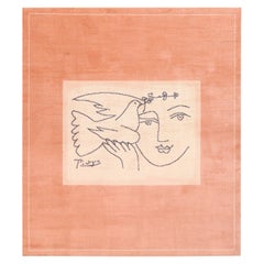 Nazmiyal Coral Vintage Peace And Joy Rug By Picasso. 5 ft 7 in x 6 ft 5 in
