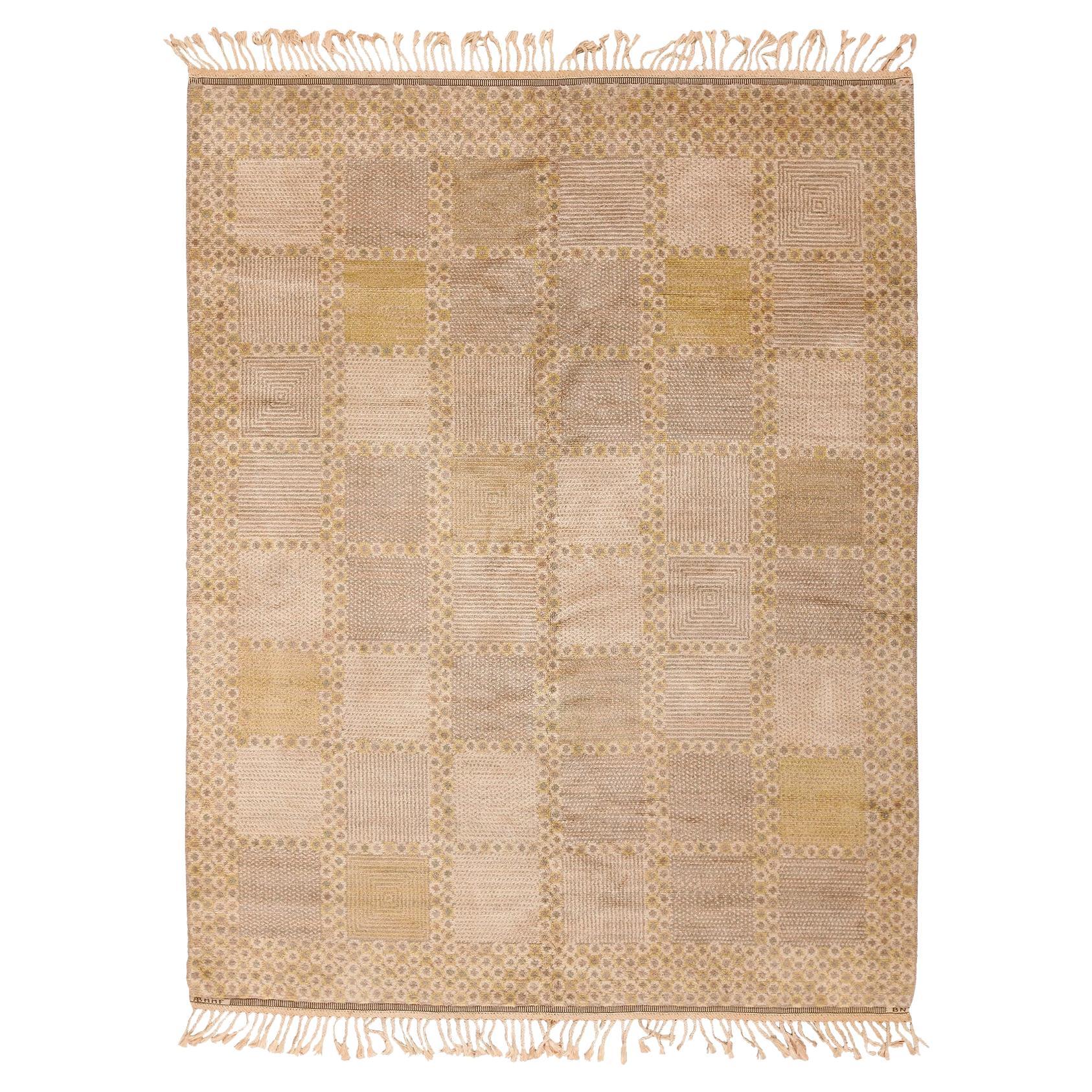 Nazmiyal Vintage Scandinavian Marta Maas Swedish Rug. 6 ft 6 in x 8 ft 3 in