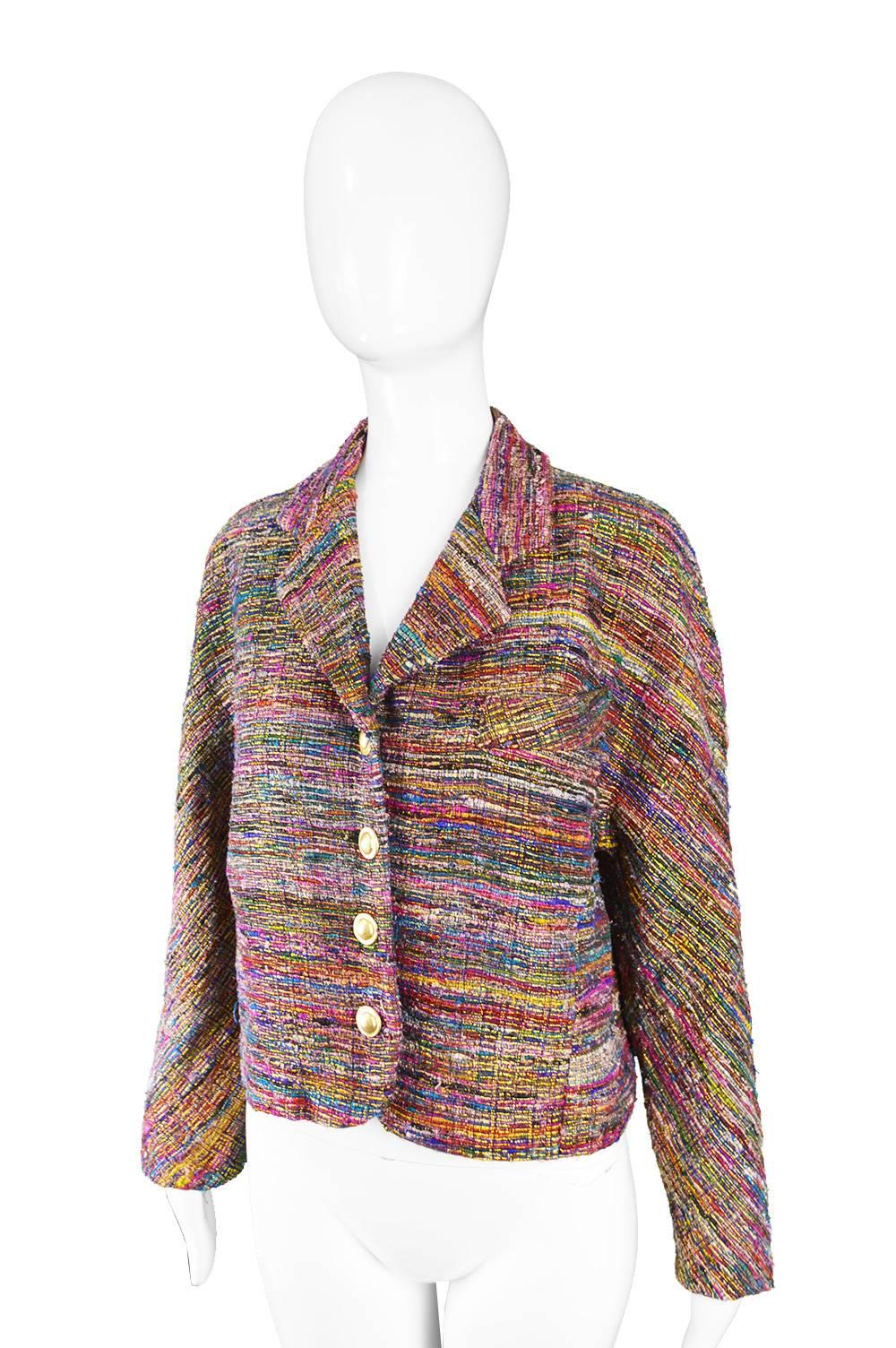 Nazy Cook Paris Vintage 1980's Silk and Lurex Woven Tweed Boucle Blazer ...