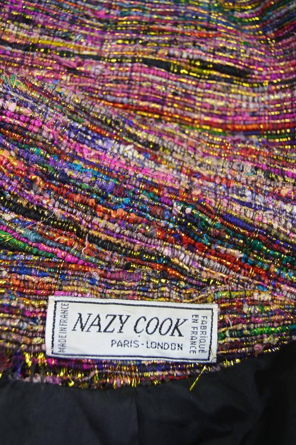 Nazy Cook Paris Vintage 1980's Silk & Lurex Woven Tweed Boucle Blazer Jacket 1