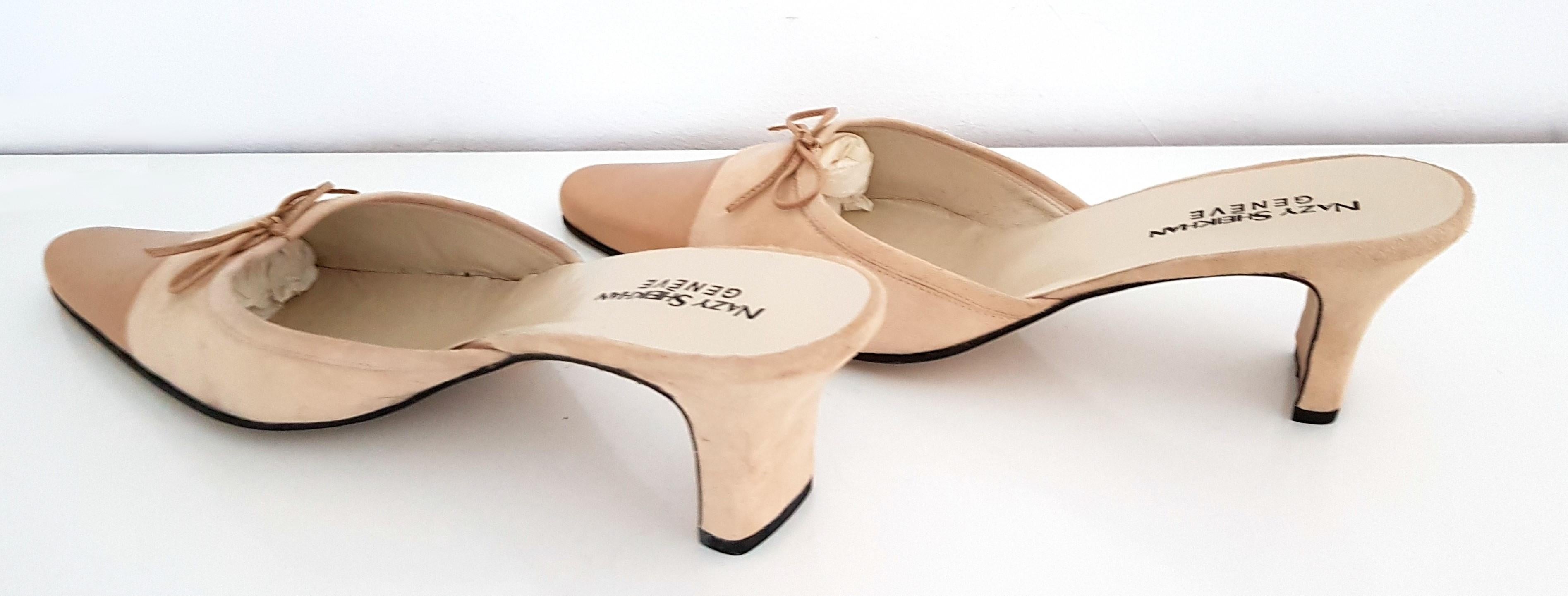 Nazy Sheikhan Beige & Caramel Suede and Leather Heels. Great conditions. Size 41 For Sale 2