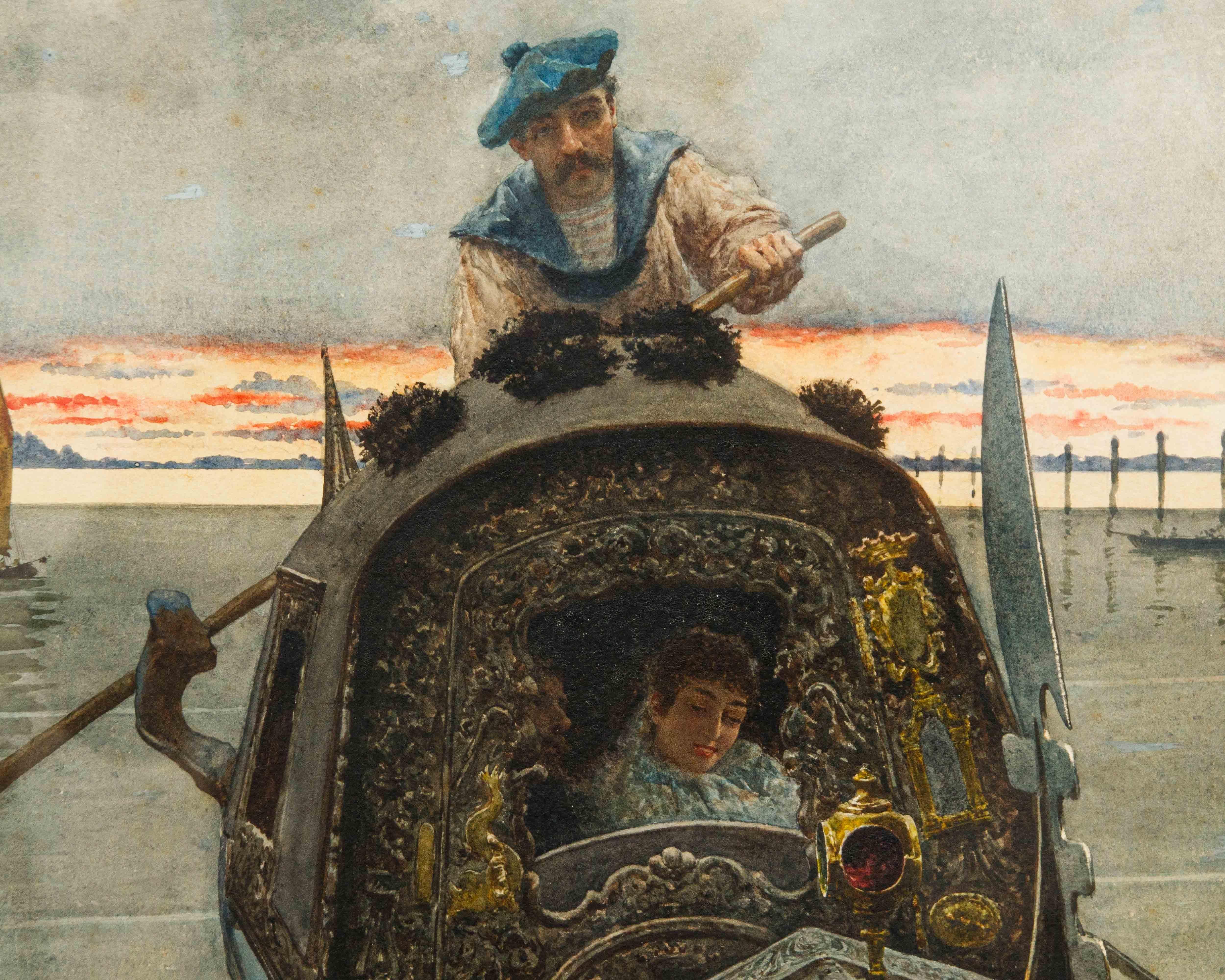 Nazzareno Cipriani (Rom, 1843 - 1925), In der Gondel im Angebot 2