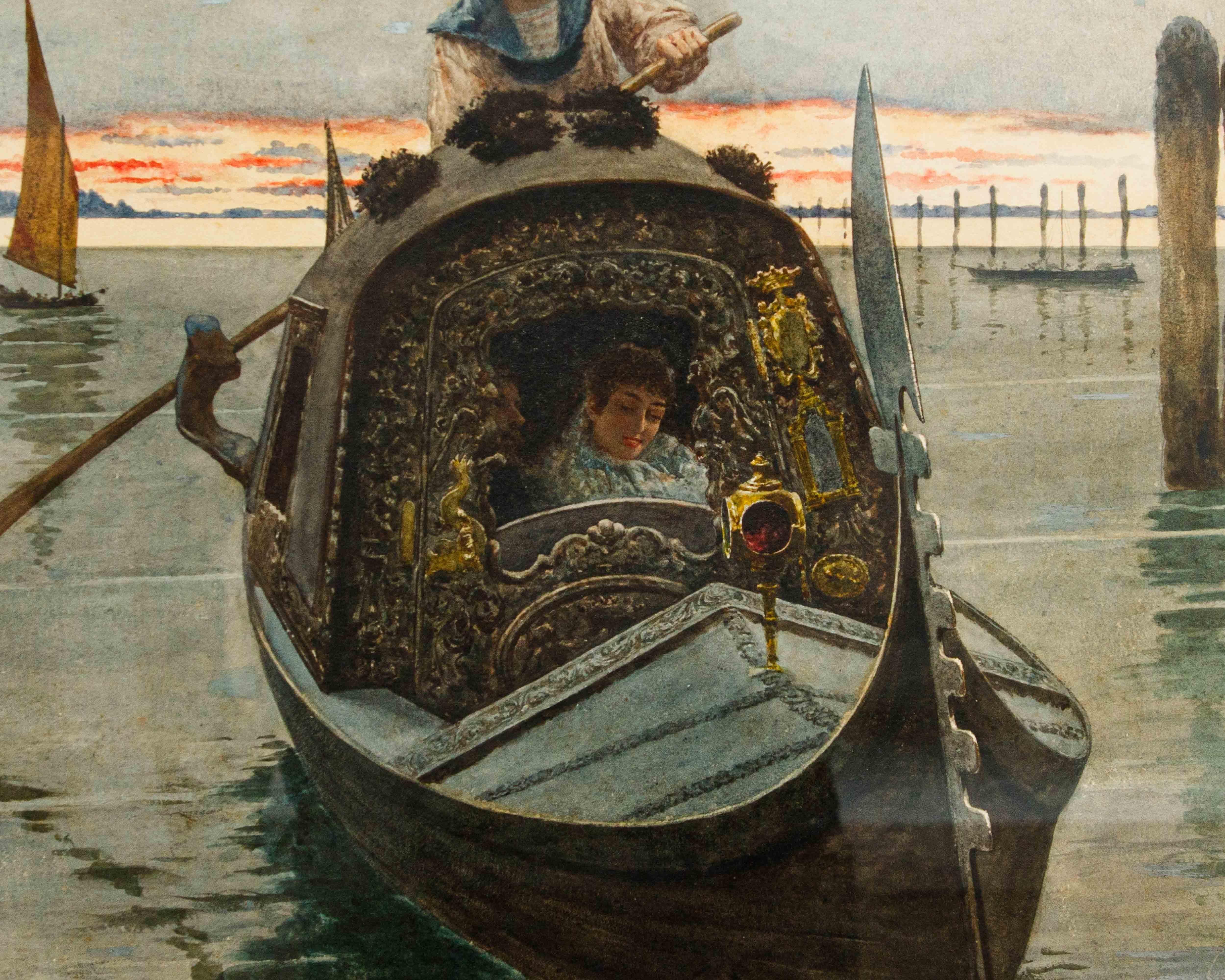 Nazzareno Cipriani (Rom, 1843 - 1925), In der Gondel im Angebot 5