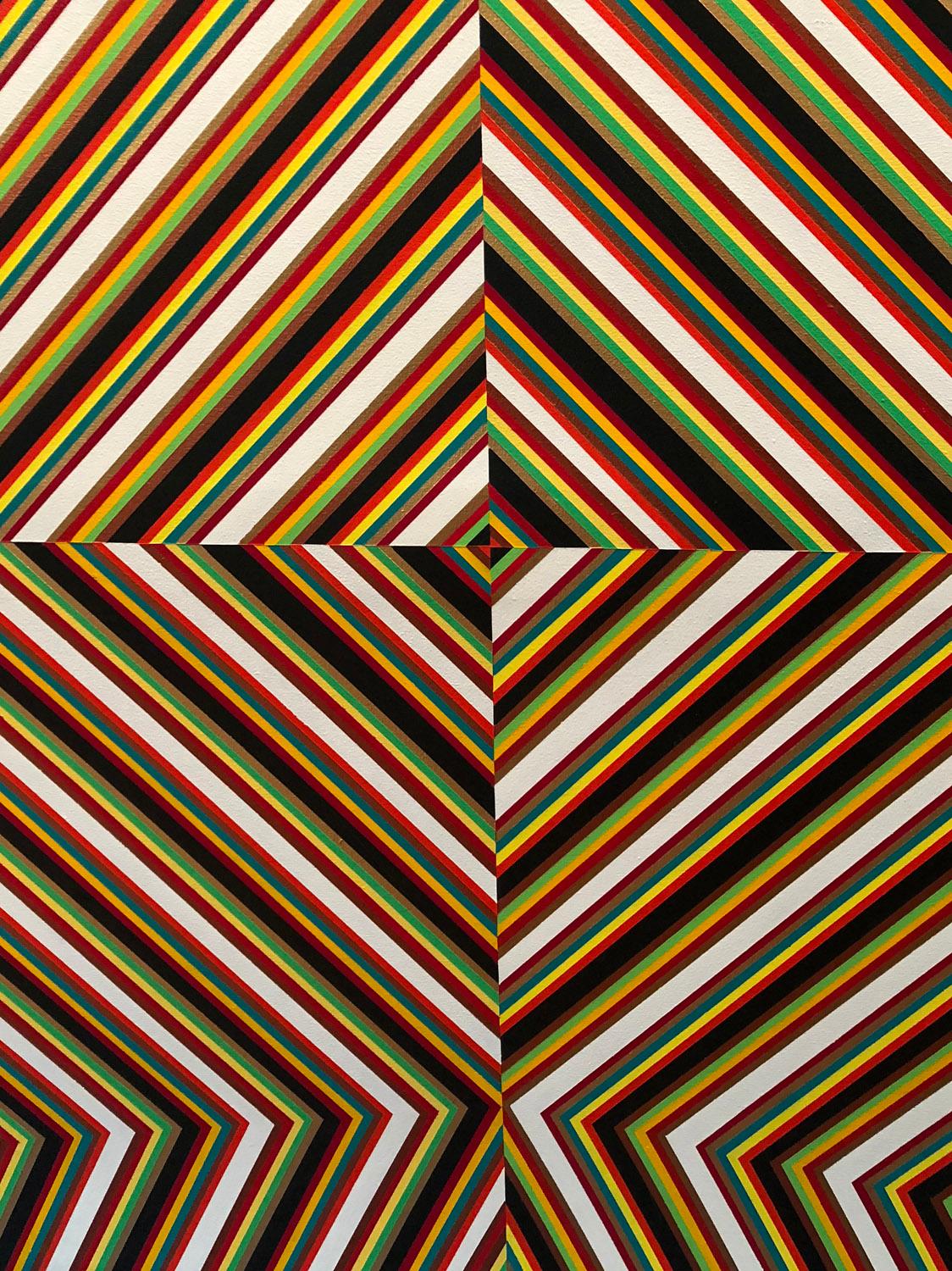 Awhooo Zeitgenössische abstrakte Hartkante Großes Segeltuch Rot Gelb Grün Weiß  – Painting von N.C. Miller