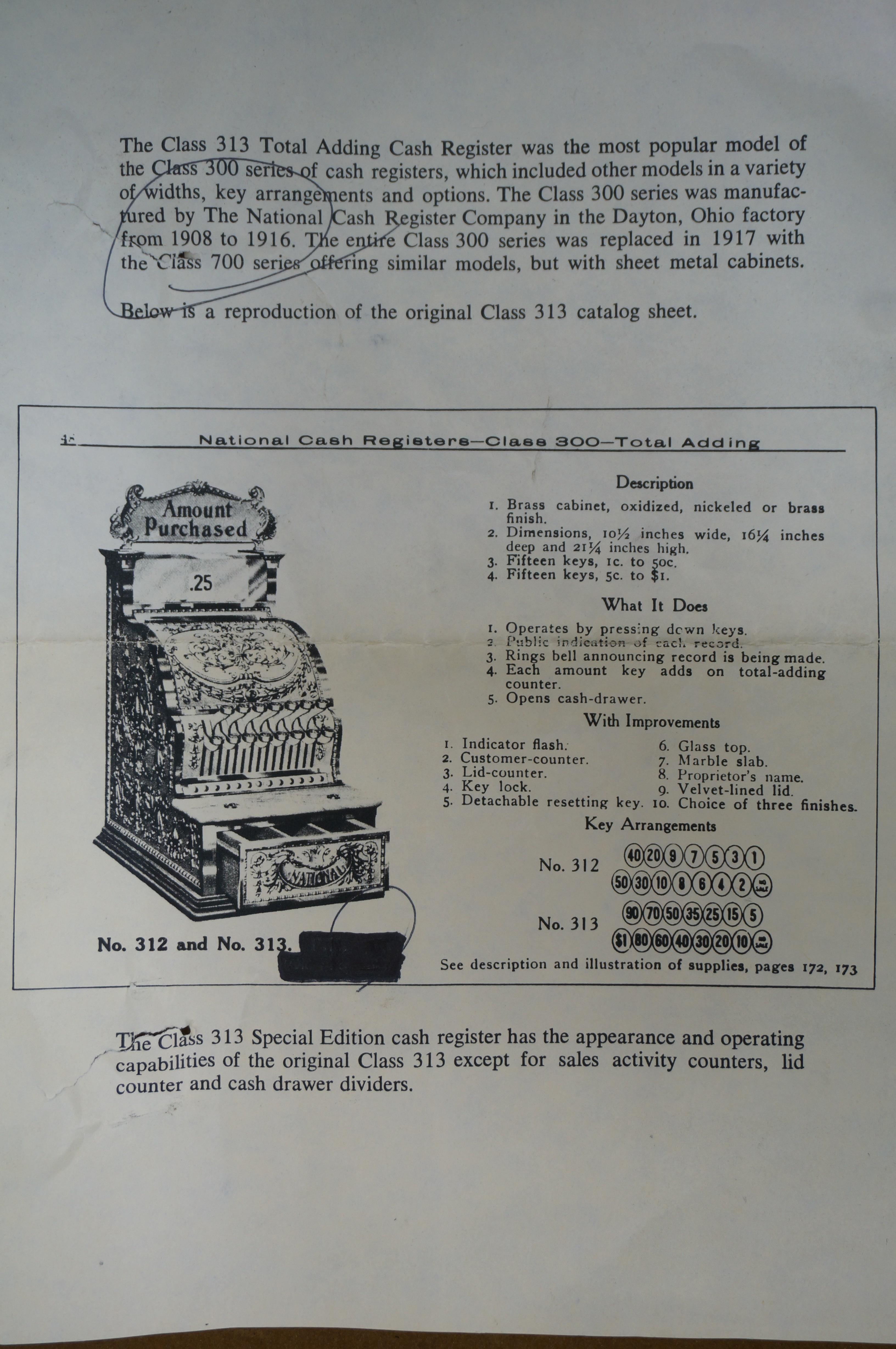 NCR National Cash Register Special Edition 313 Total Adding Machine 20