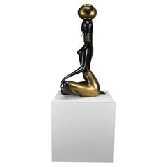 “Ndebele Water Bearer” – Mid-Century Patinated Bronze and Brass Sculpture