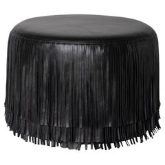 Ndidi Ottoman in Black Leather