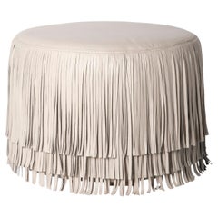 Ndidi Ottoman in Cream-Stone Leather