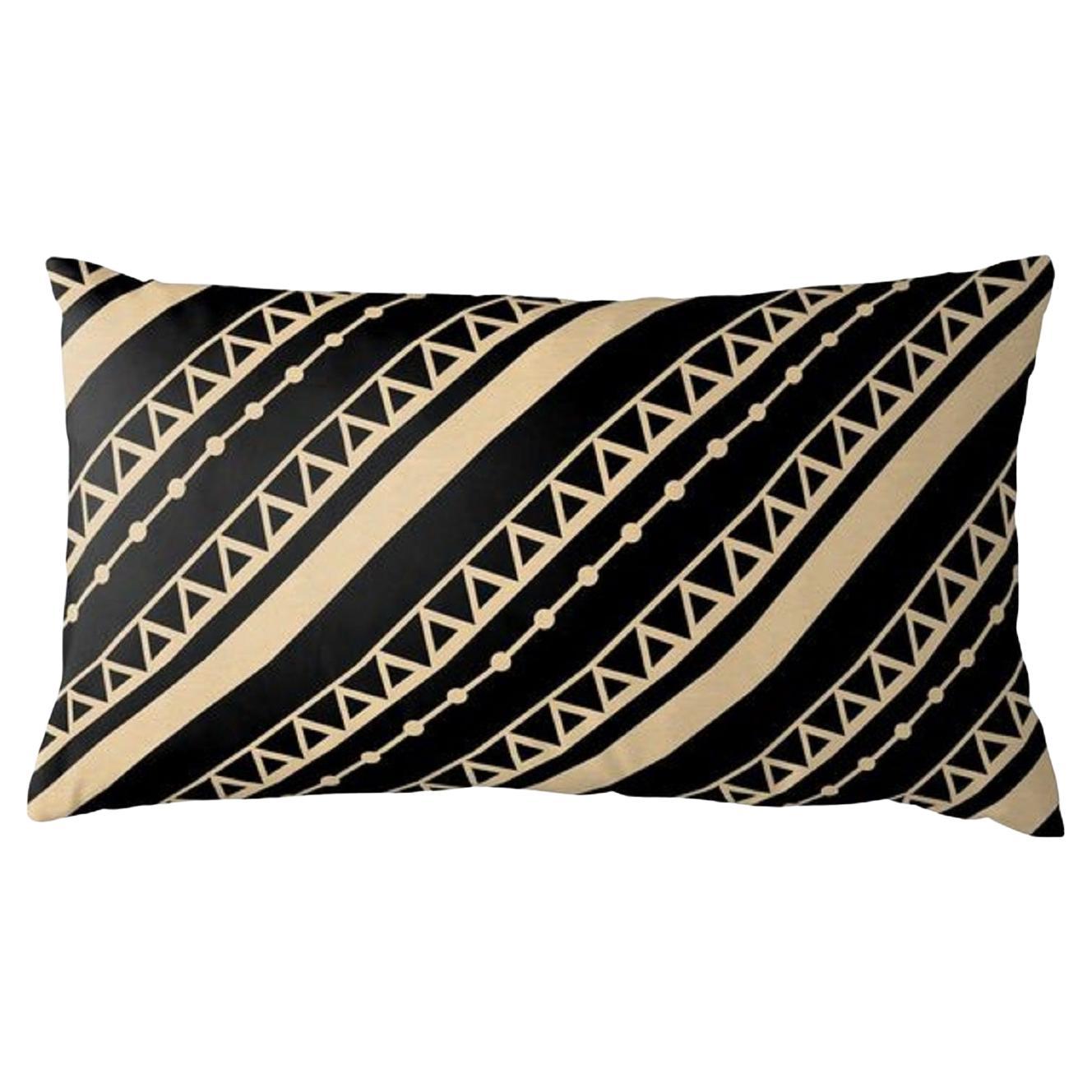 Ndop Black and Gold Lumbar Pillow For Sale