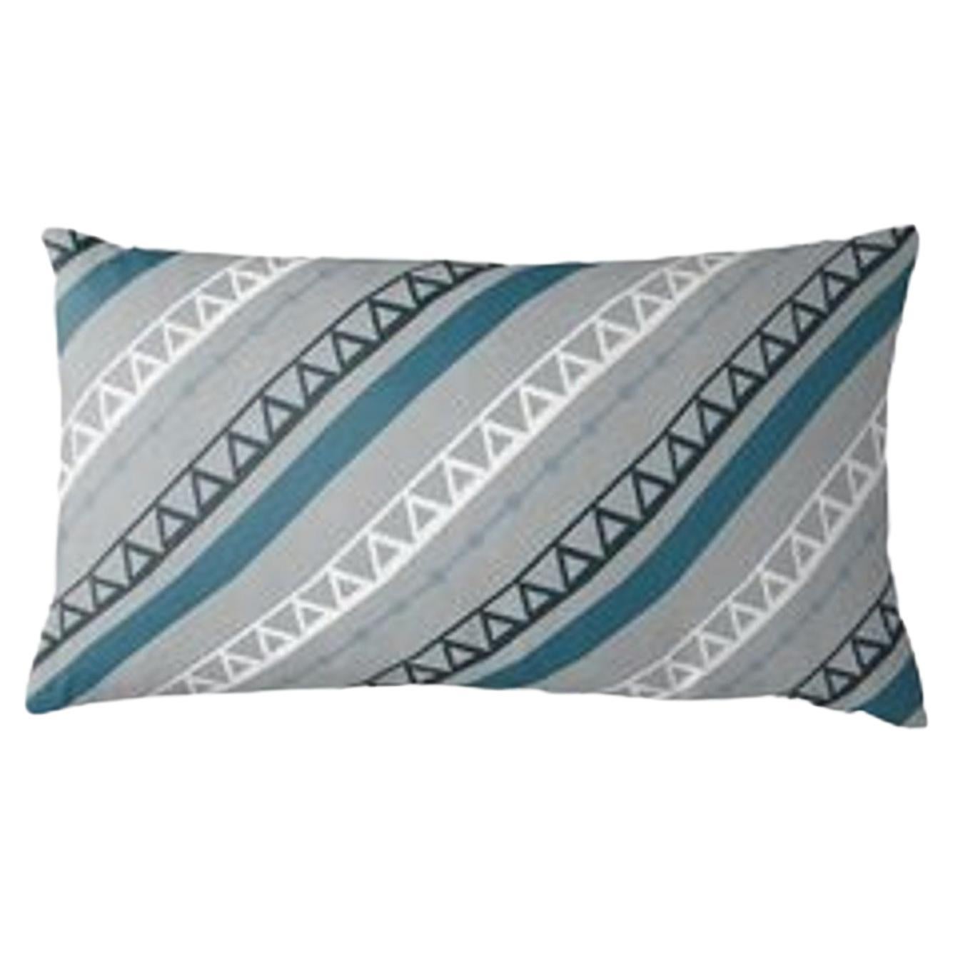 Ndop Blue and Gray Lumbar Pillow For Sale