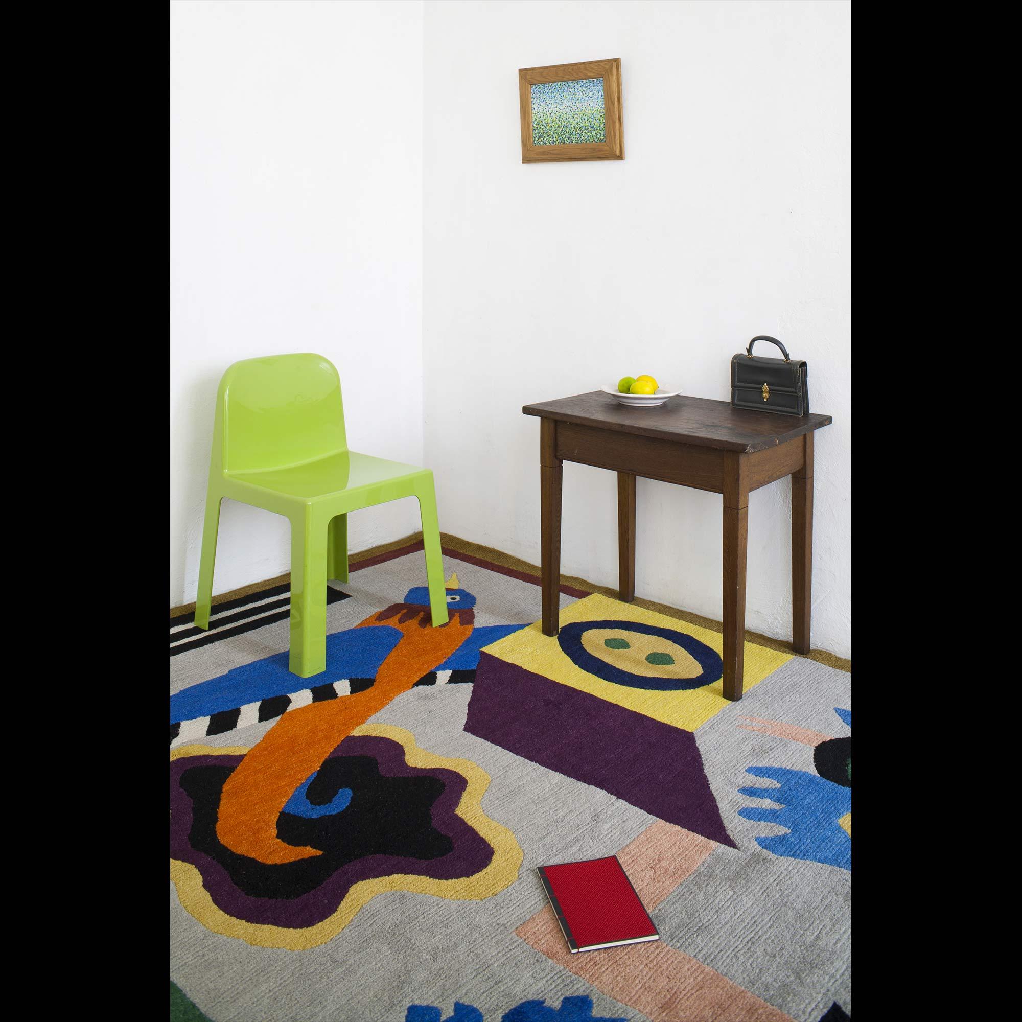 Hand-Crafted NDP47 Woollen Carpet by Nathalie Du Pasquier for Post Design Collection/Memphis For Sale