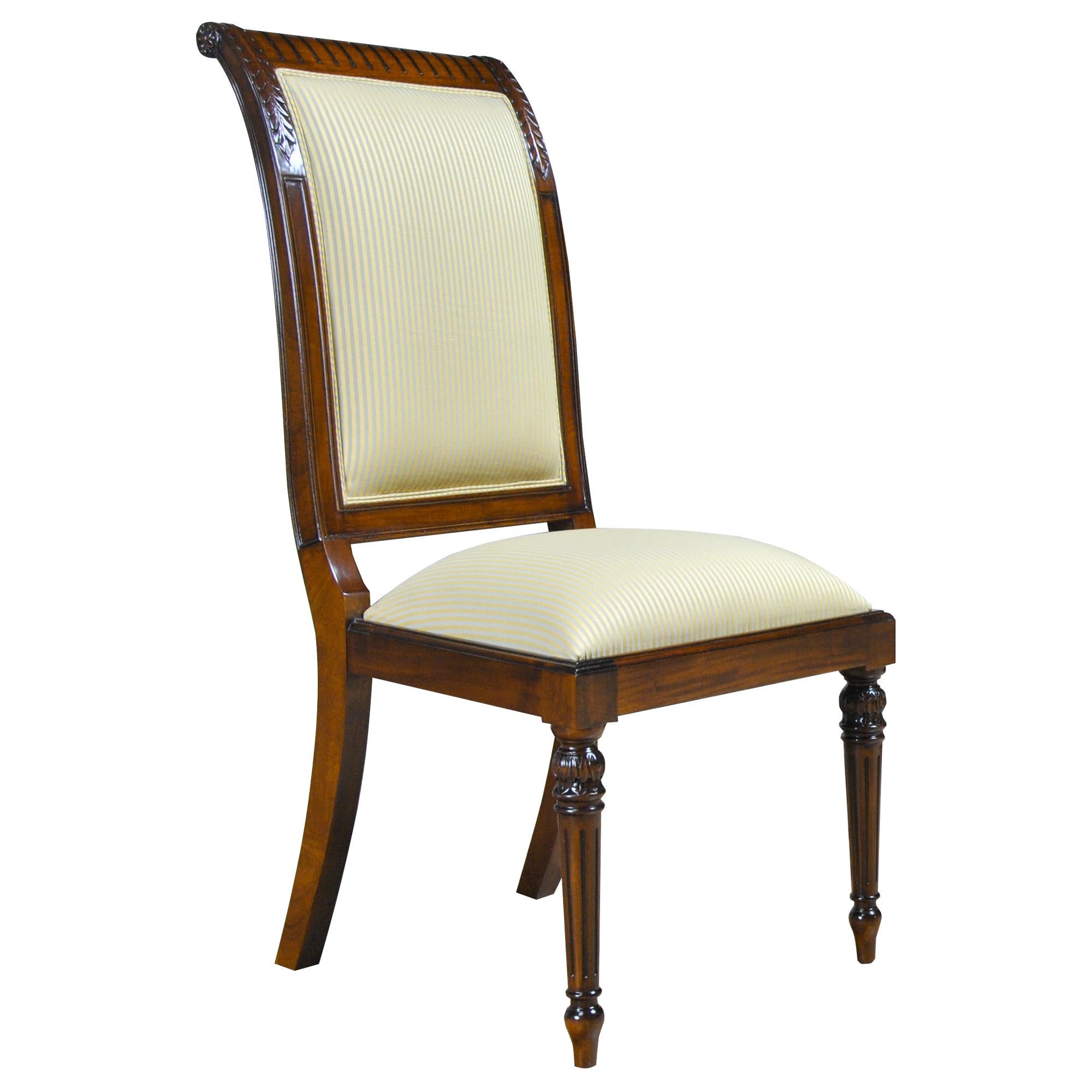 Hand-Carved NDRAC055X Set of 8 Tall Back Upholstered Chairs For Sale