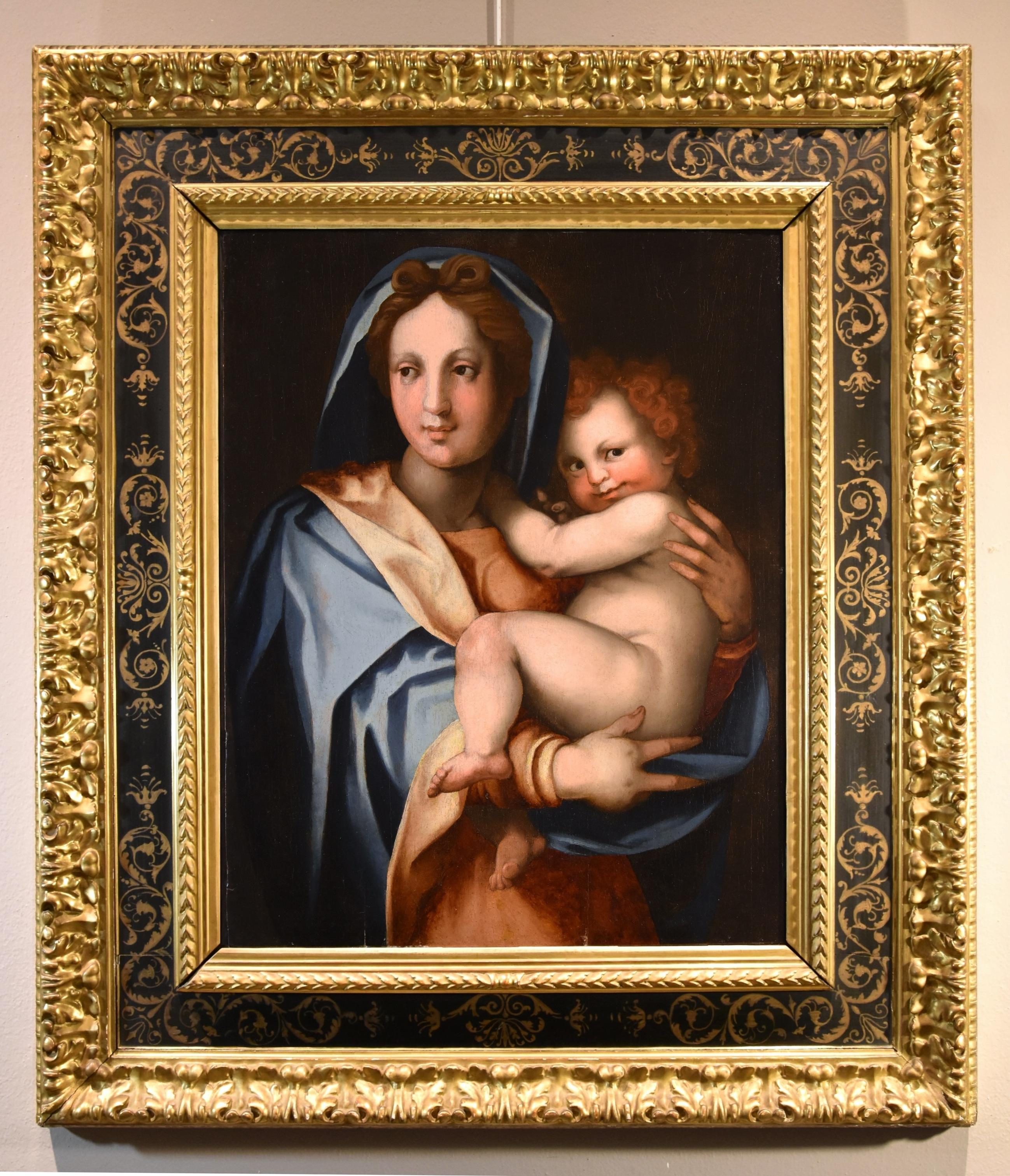 Madone et enfant  Atelier d'Andrea del Sarto, pseudonyme d'Andrea d'Agnolo di Francesco (Florence 1486 - 1530) 

Attribué à Jacopo di Giovanni di Francesco, dit Jacone (Florence, 1492 - 1554)  

Huile sur panneau (72 x 56 cm. - Dans un cadre 109 x