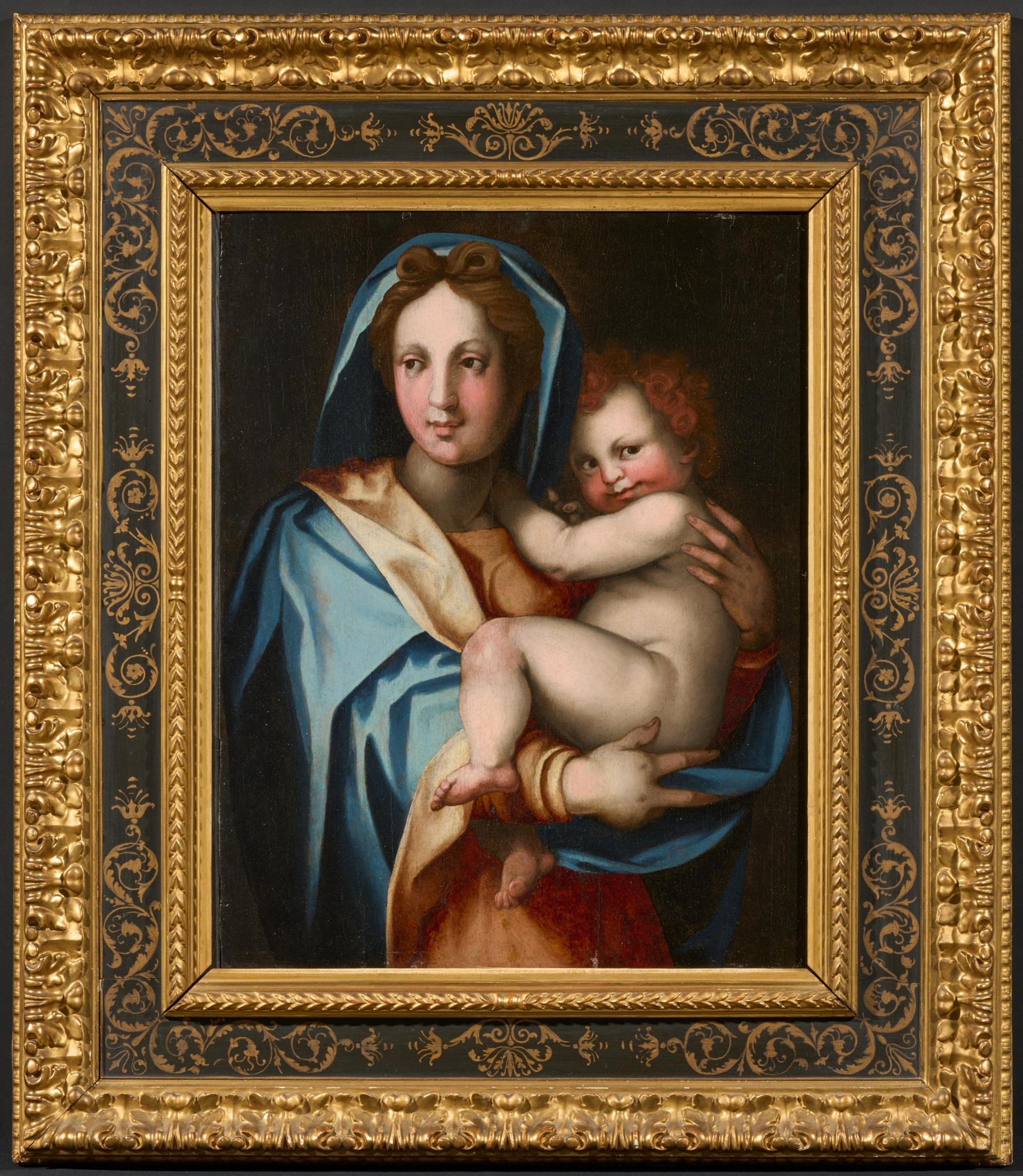 Peinture de Madonna Child Del Sarto sur table Maître ancien du 16ème siècle - Painting de ndrea del Sarto, pseudonym of Andrea d'Agnolo di Francesco (Florence 1486 - 1530)