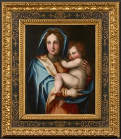 Madonna Child Del Sarto Paint Oil on table 16th Century Old master