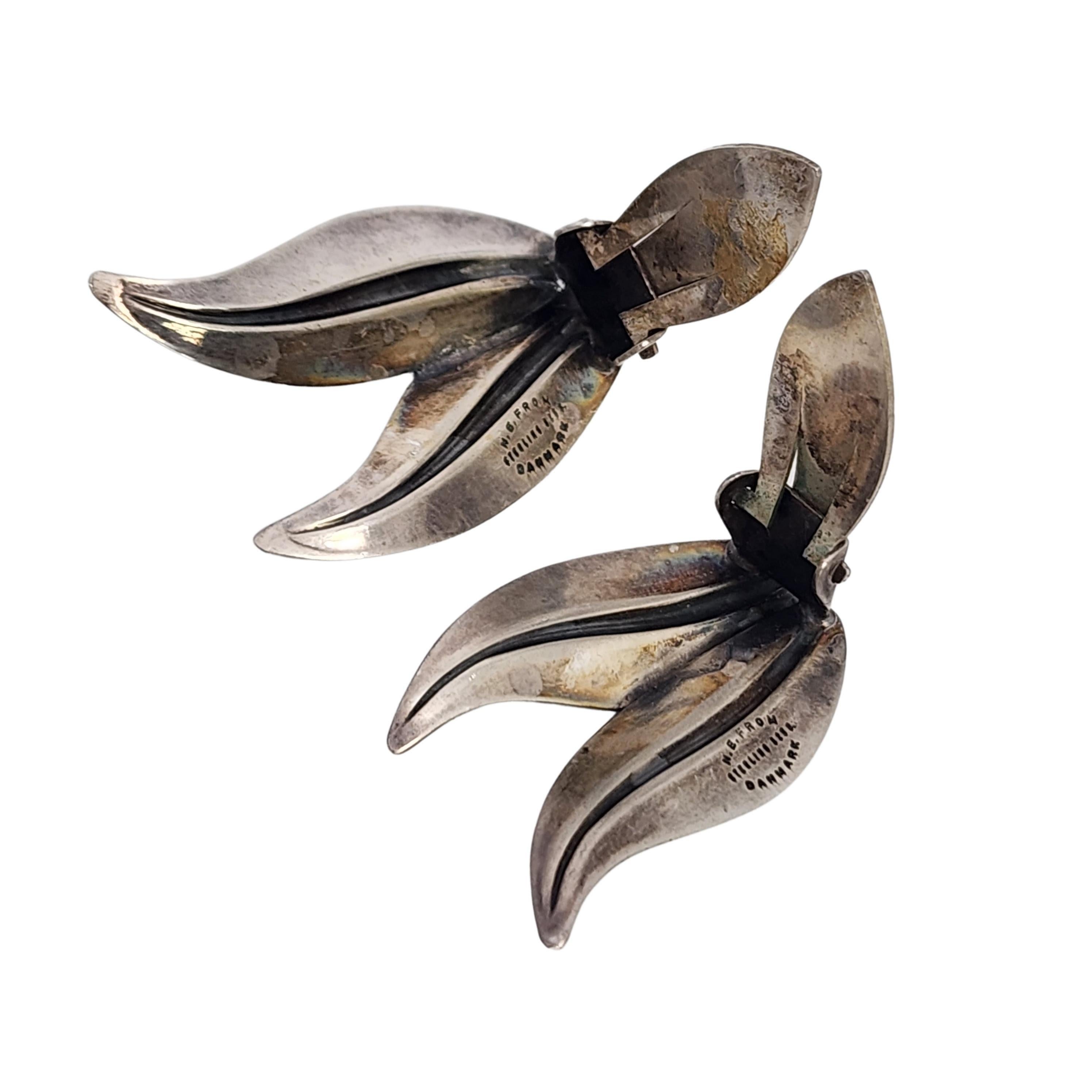 Women's NE From Denmark Sterling Silver Leaf Clip-On Earrings #18611