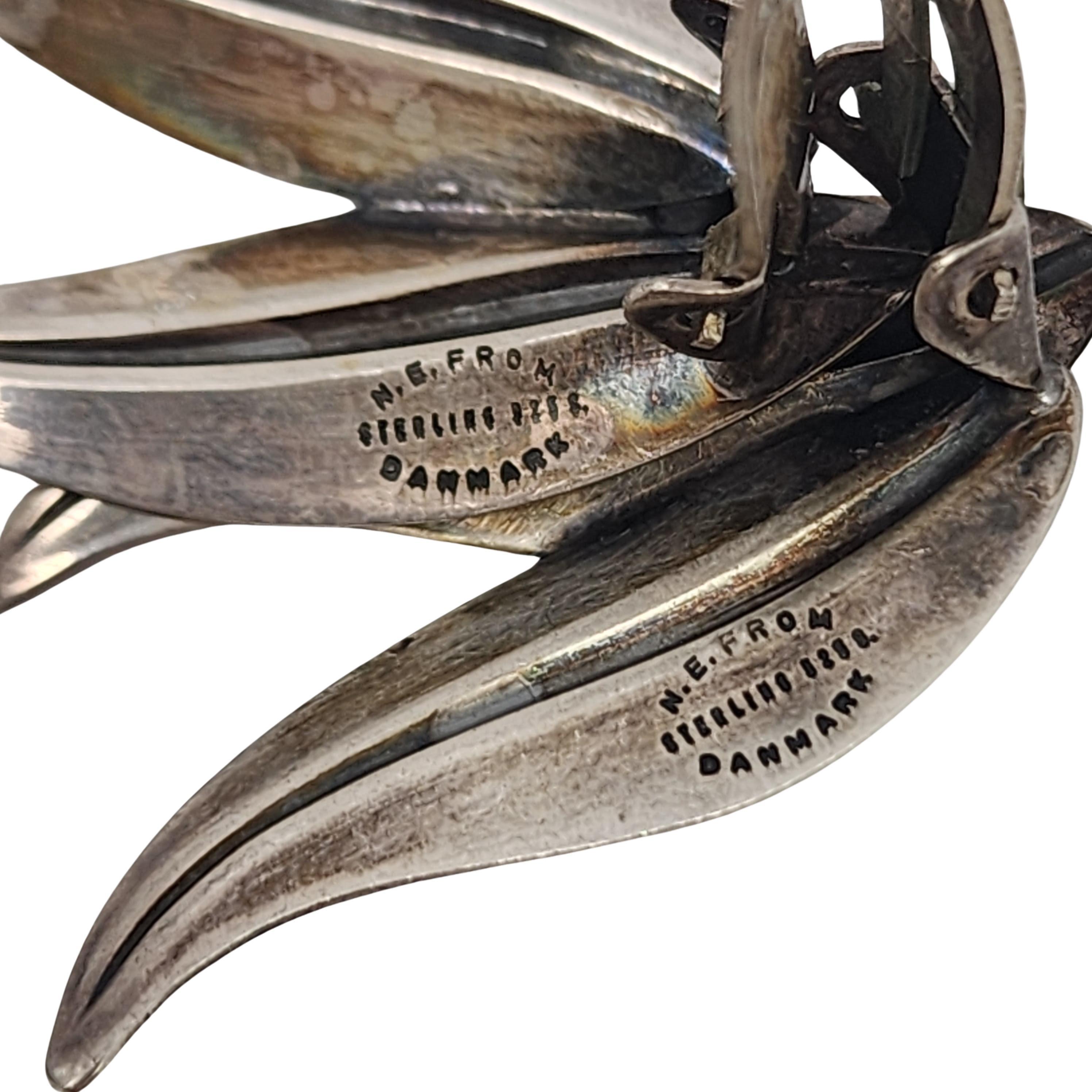 NE From Denmark Sterling Silver Leaf Clip-On Earrings #18611 2