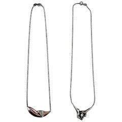 N.E. From Two Sterling Silver Necklaces Modern Danish Design circa 1970s