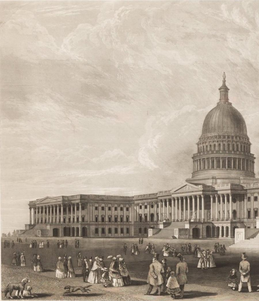 N.E. Ansicht des Kapitols der Vereinigten Staaten, Washington, DC, Antiker Proofdruck 1858 im Angebot 4