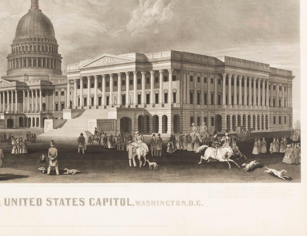 N.E. View of the United States Capitol, Washington, DC Antique Proof Print 1858 In Good Condition For Sale In Colorado Springs, CO