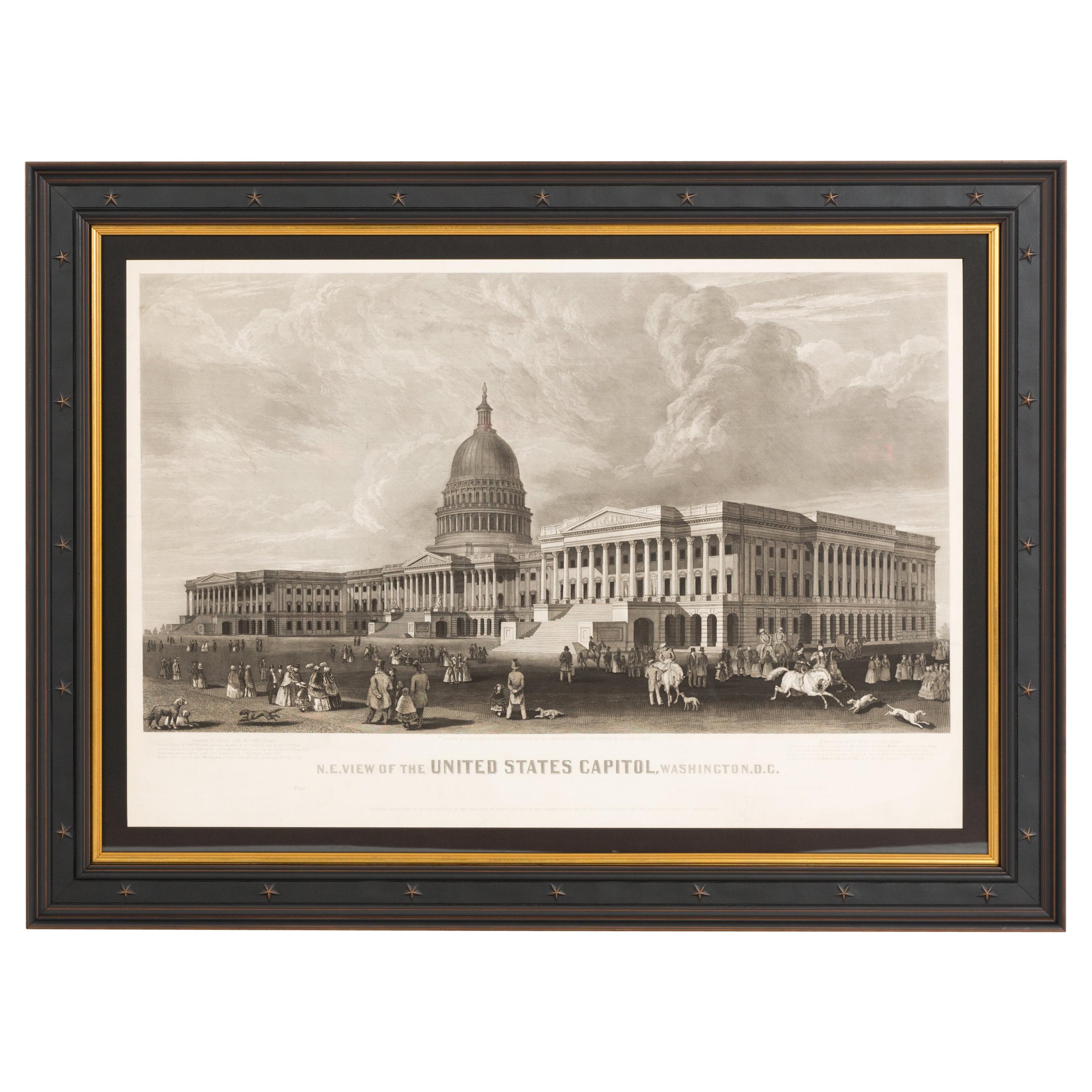 Capitol Building In Washington 1863 OLD PHOTO PRINT Construction Work On U.S 