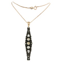 Neacklace and pendant with rose cut diamond up to0.80ct 14k pink gold and silver