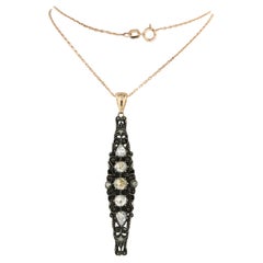 Collar y colgante con diamante talla rosa de hasta 0,80 ct Oro rosa y plata de 14k