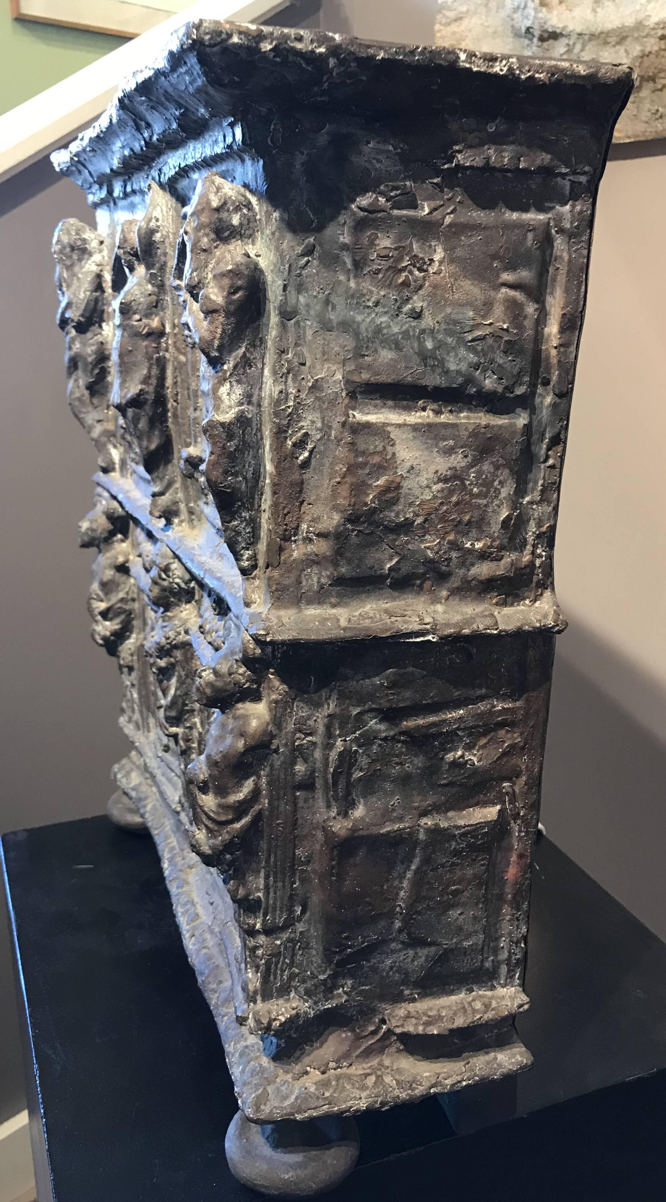 Neal Beckerman Abstract Bronze Sculpture, Bronze Armoire In Excellent Condition In Milford, NH