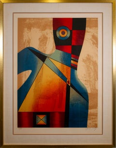 Sérigraphie sur papier surréaliste abstraite signée Neal Doty, 93/99, encadrée