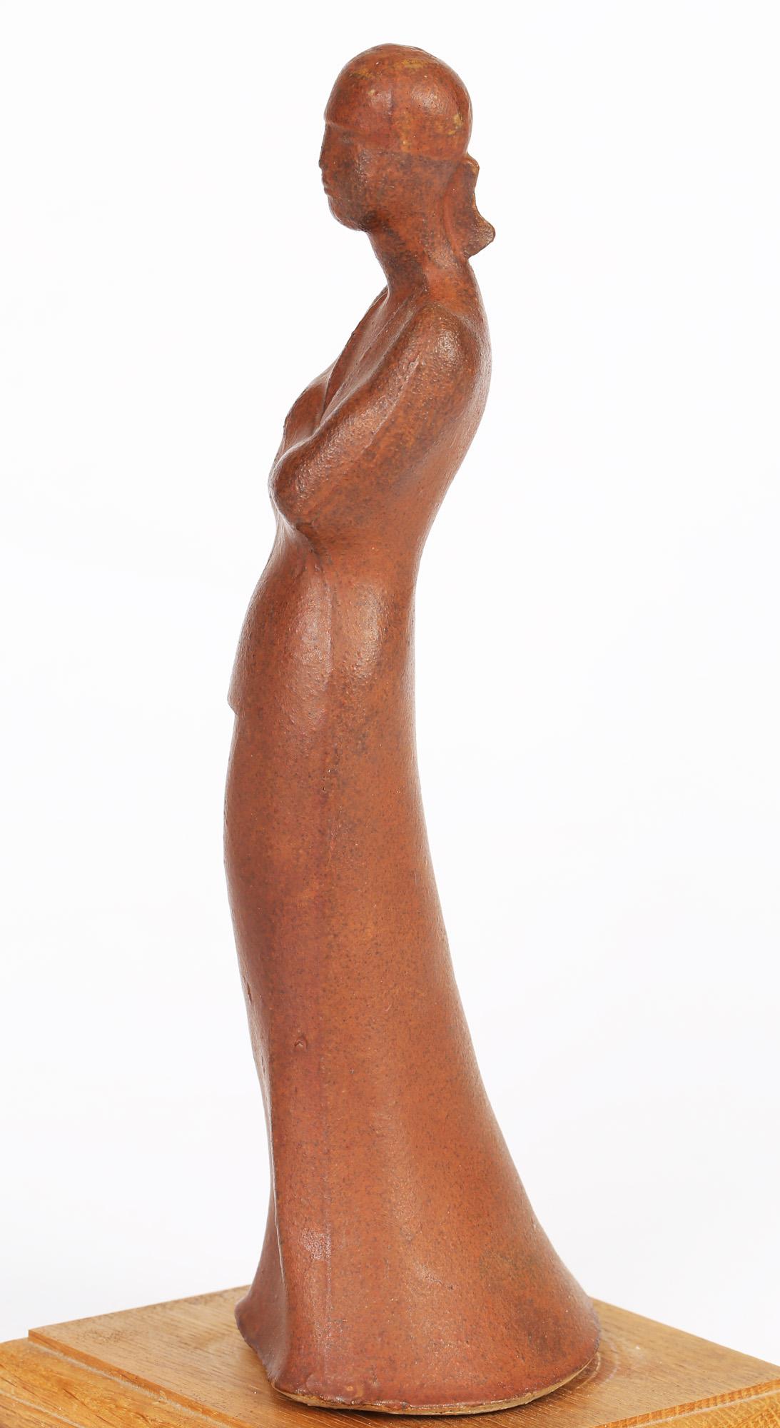 English Neal French Terracotta Sculptural Standing Lady Figurine For Sale