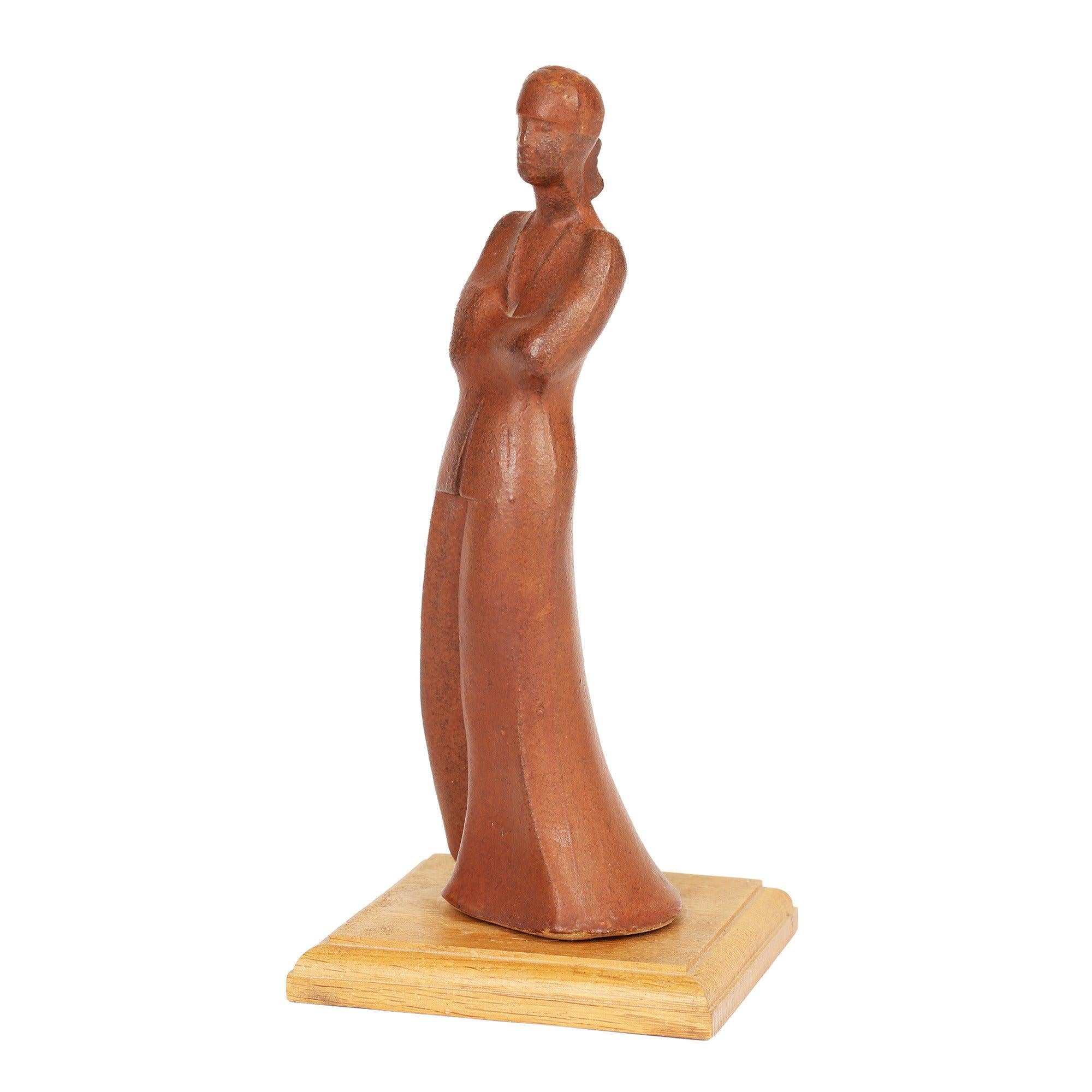 Neal French Terracotta Sculptural Standing Lady Figurine For Sale