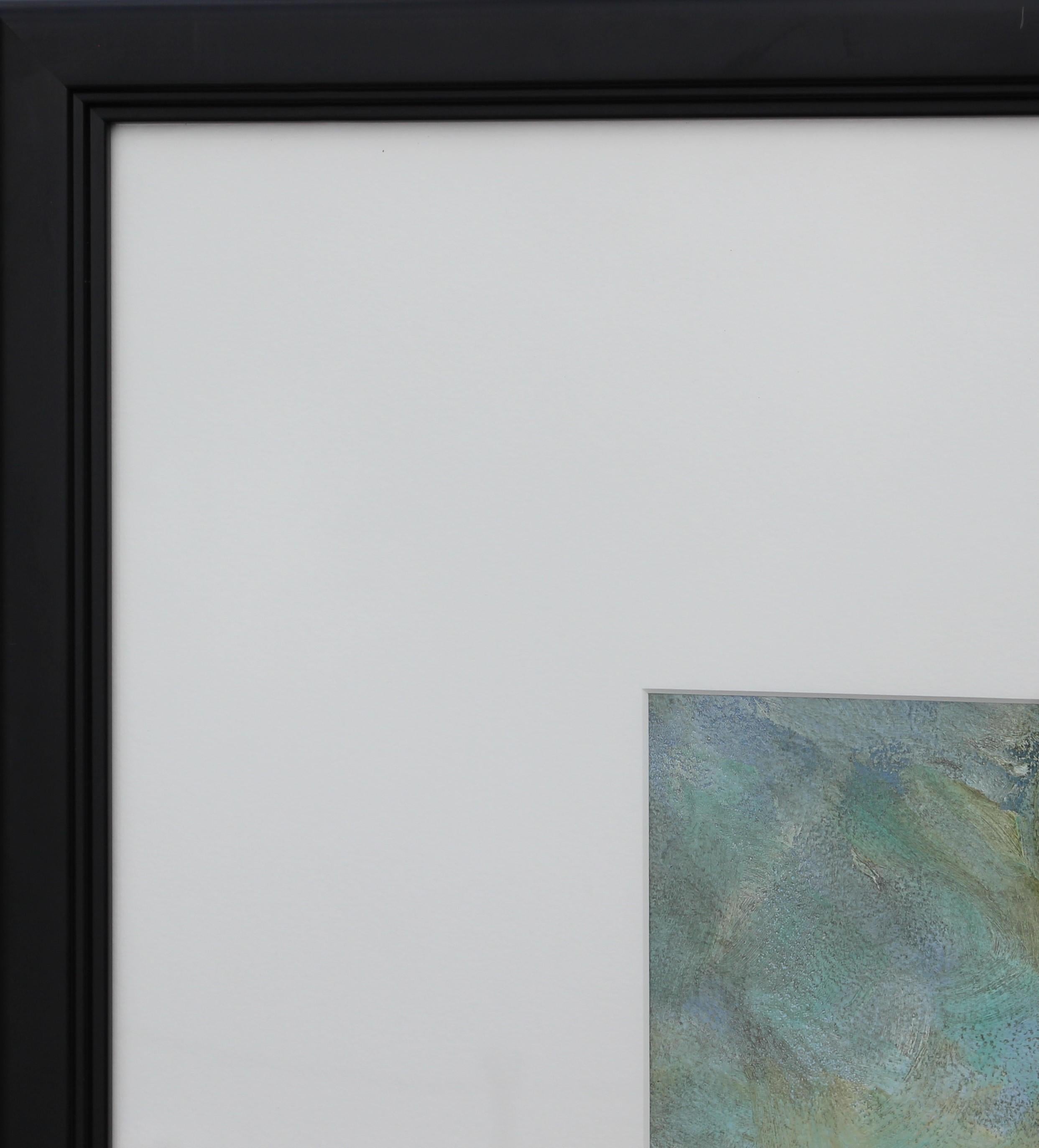Contemporary abstract colorful painting of a beautiful mountainous landscape. Signed by the artist in the bottom right corner and currently displayed in a black frame with a white matte.

Dimensions Without Frame: H 14.5 in. x W 14.5 in. 

Artist