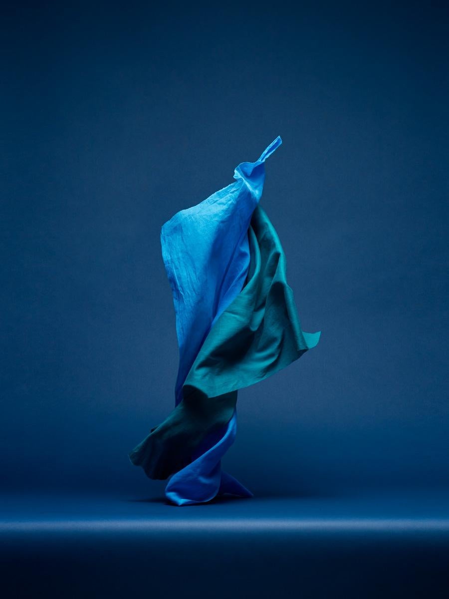 Neal Grundy Still-Life Photograph - Dancing Fabric, Blue