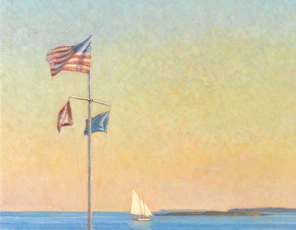 Marshall Point, original realist New England marine landscape - Realist Painting by Neal Hughes