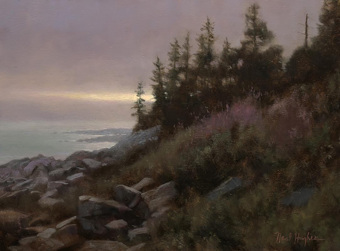 Neal Hughes Landscape Painting – Nebliger Horizont