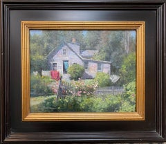 Monhegan Cottage, Maine, original marine landscape oil painting