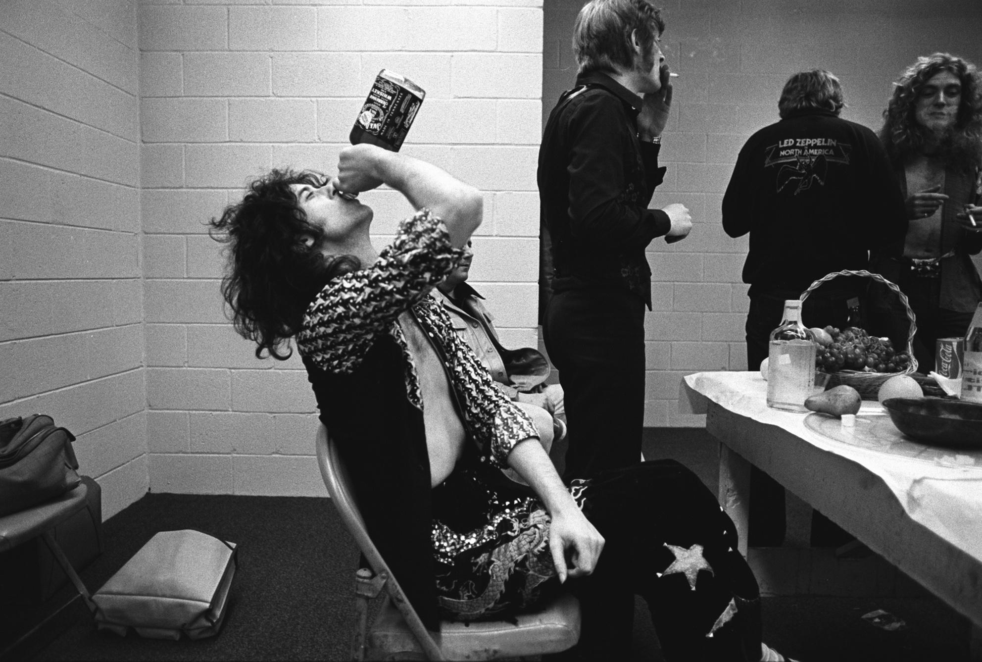 Neal Preston Black and White Photograph - Jimmy Page "Jack Daniels"