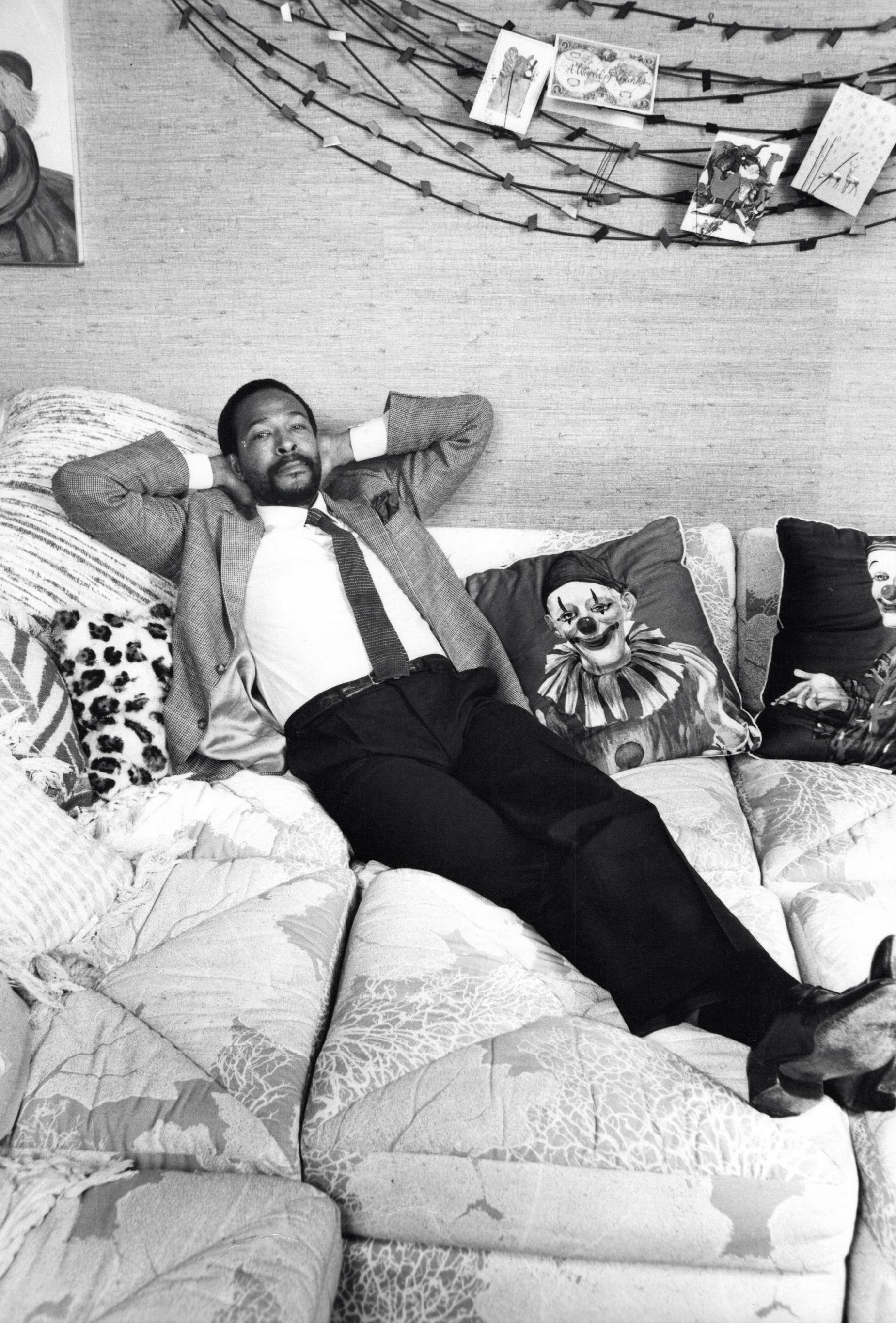 Neal Preston Black and White Photograph - Marvin Gaye Candid and Reclining Vintage Original Photograph