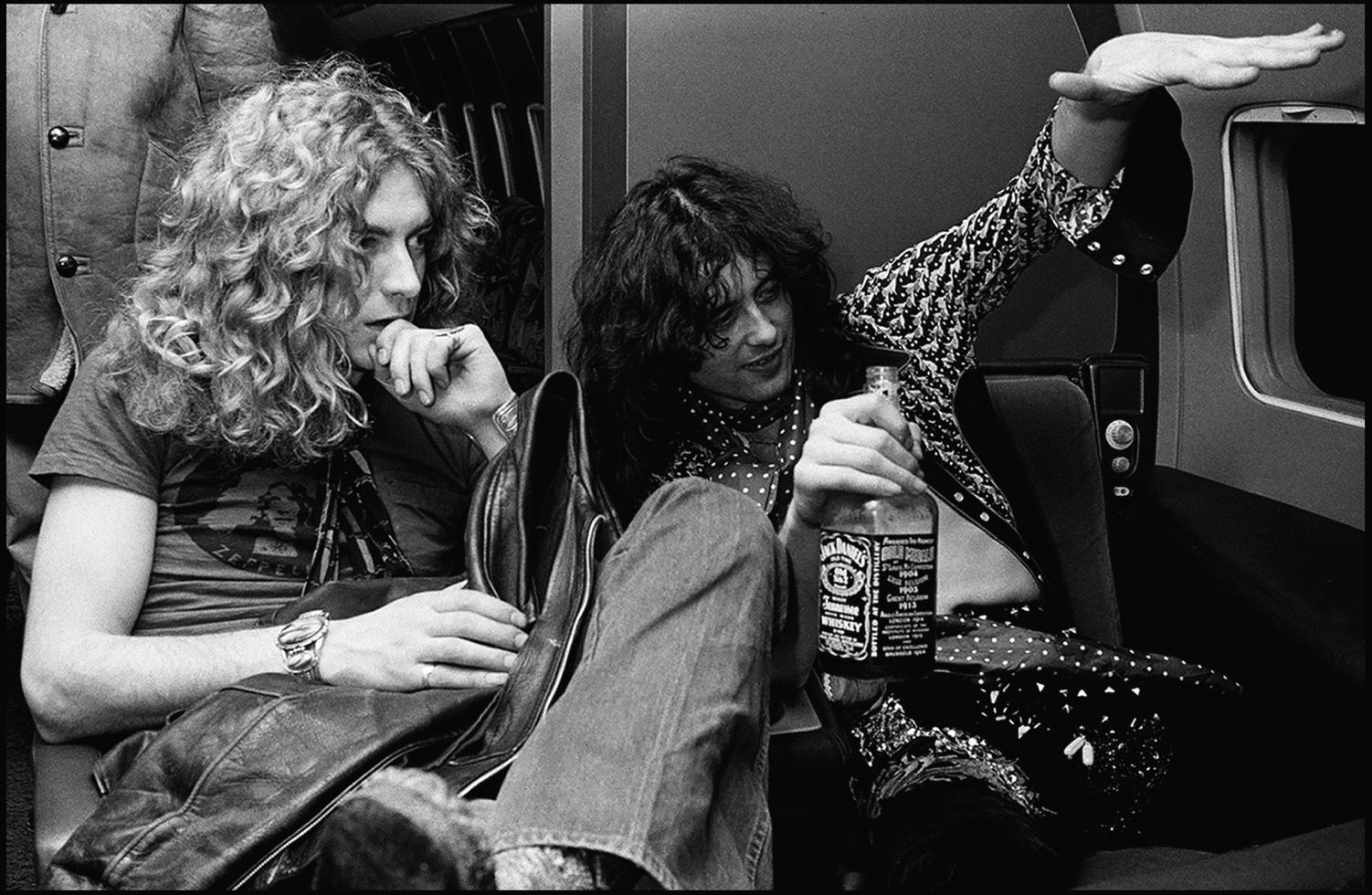 Neal Preston Black and White Photograph - Robert Plant and Jimmy Page on Starship
