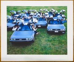 Delorean Club - Color Group Portrait, Vintage Car, Sci-Fi