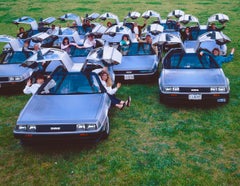 Delorean Club - Color Group Portrait, Vintage Car, Sci-Fi