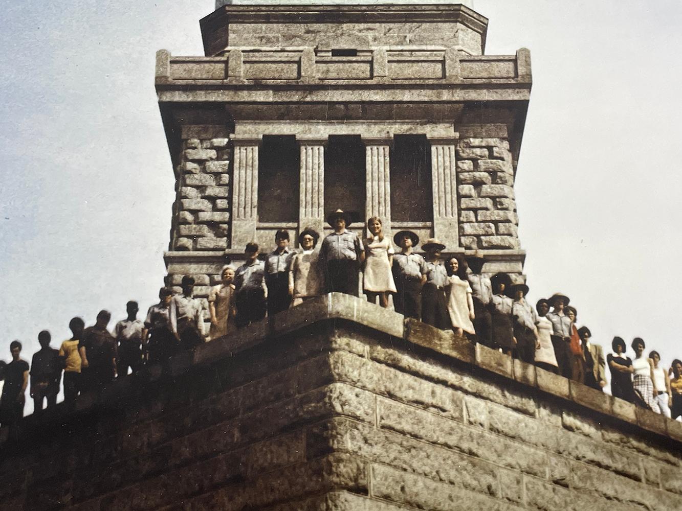 Staff of Statue of Liberty - Group Portrait, New York, National Monument - Gray Portrait Photograph by Neal Slavin
