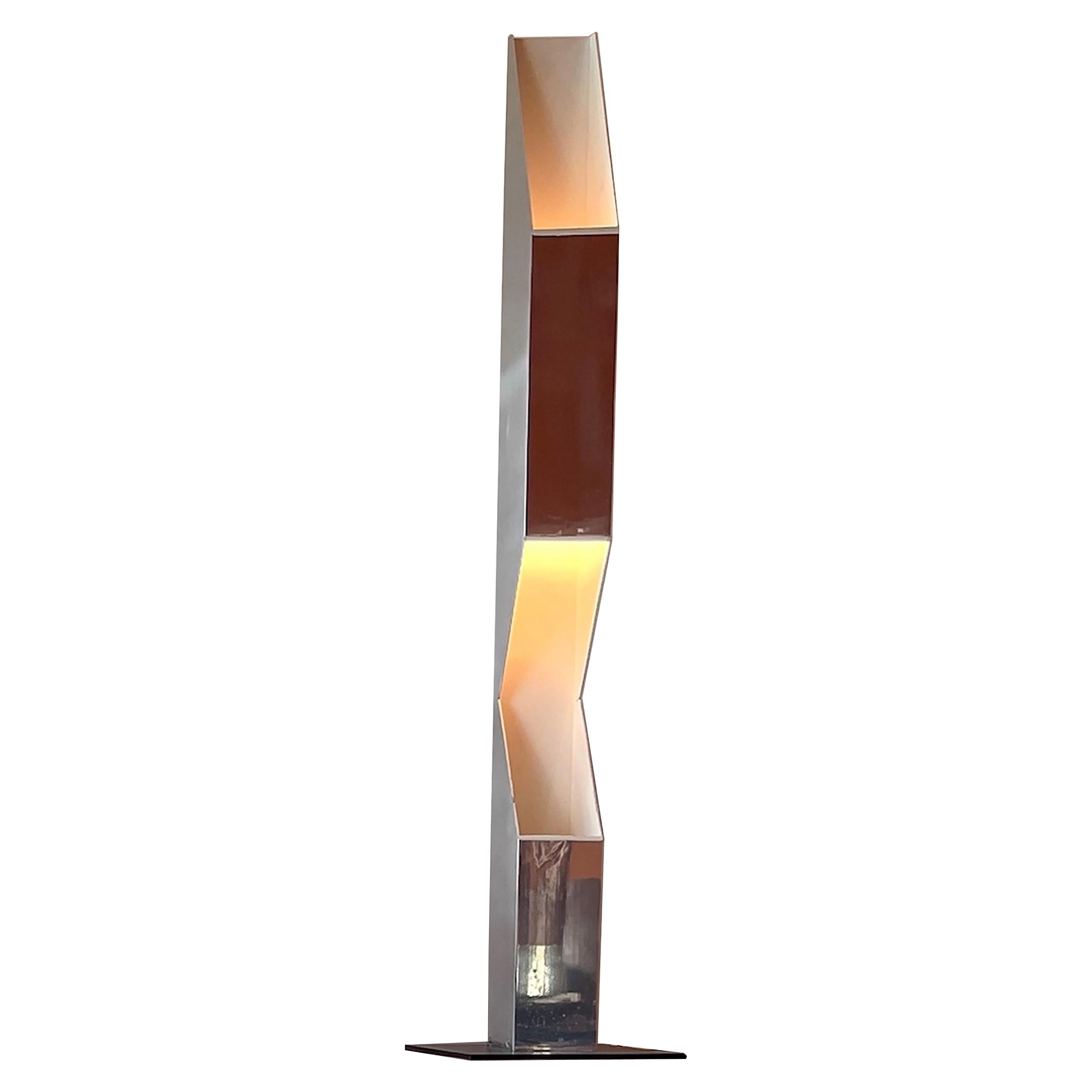 Neal Small American Mid Century Chrome Angular Standing Floor Lamp / Torchere in vendita